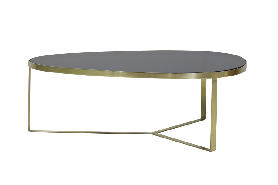 Coffee table 118x89x40 cm TURBI glass black-matt bronze