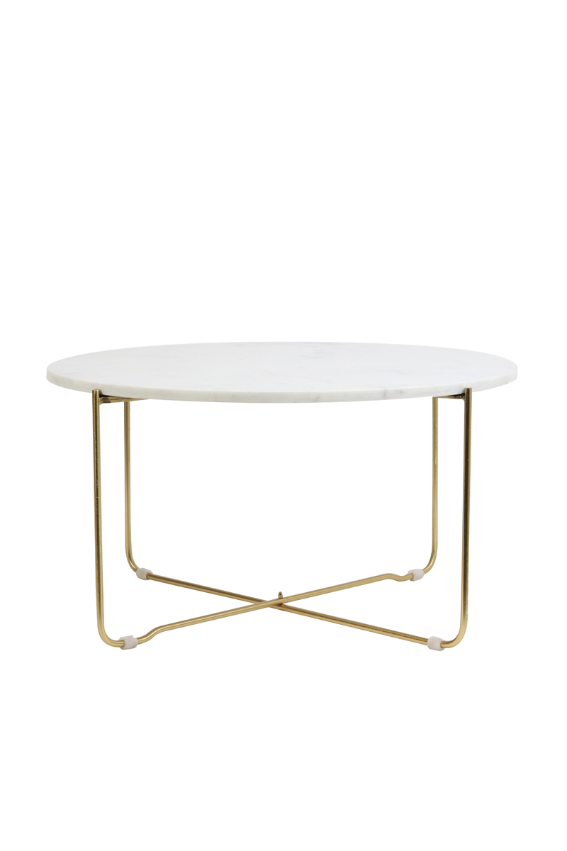 Coffee table Ø65x33 cm MARTY marble white-gold