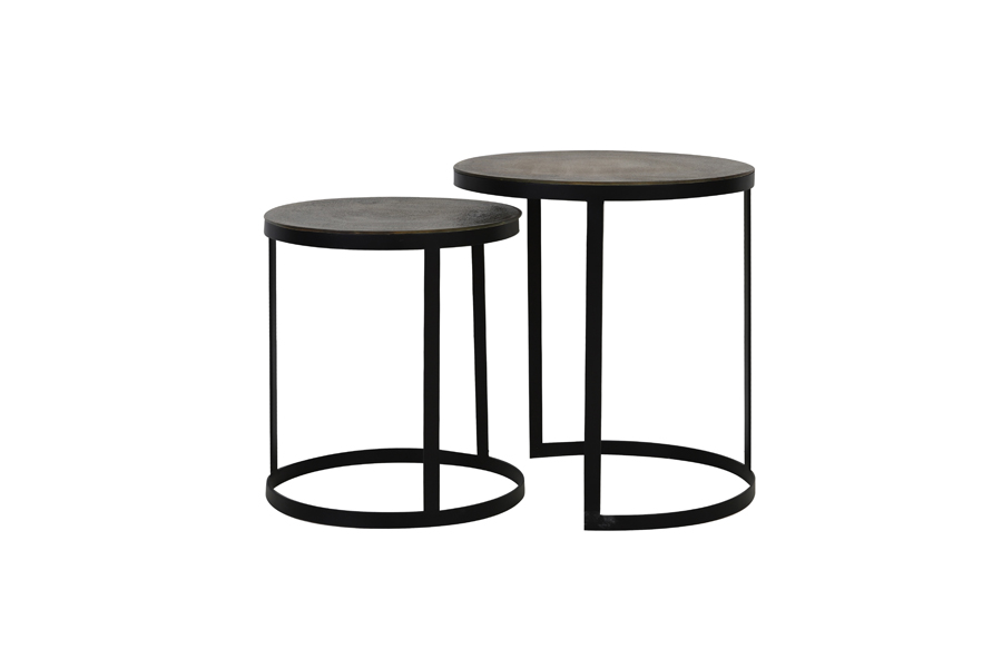 Side table S/2 Ø41x46+Ø49x52 cm TRELO antique bronze-black