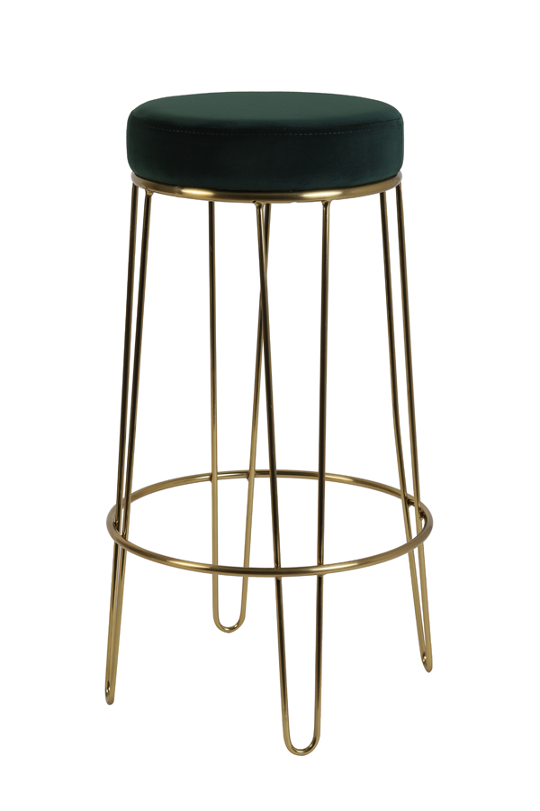 Bar stool Ø41x73 cm ALICE velvet dark green+gold