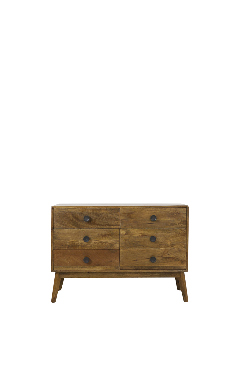 Cabinet with 6 drawers 114x40x80 cm ESPITA wood oil brown