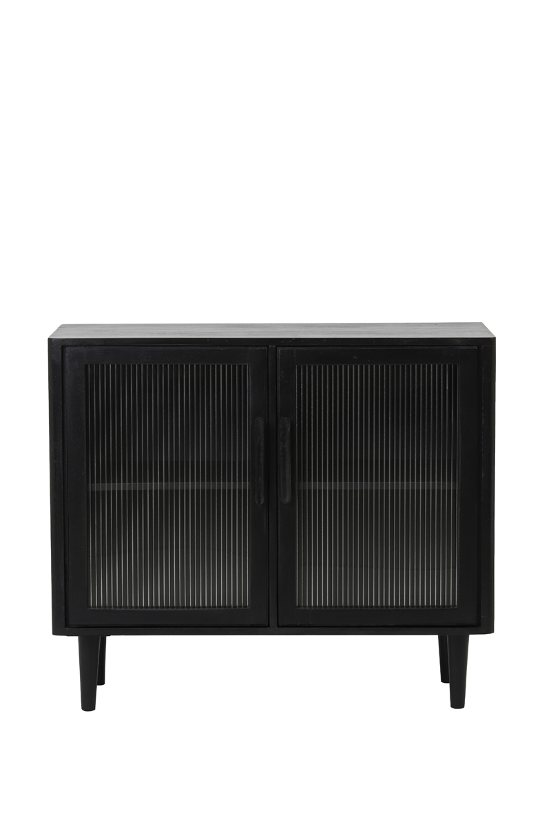 Cabinet 100x40x85 cm MOCU glass+wood black