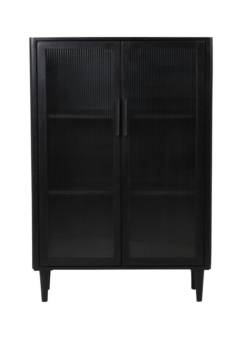 Cabinet 95x40x140 cm MOCU glass+wood black