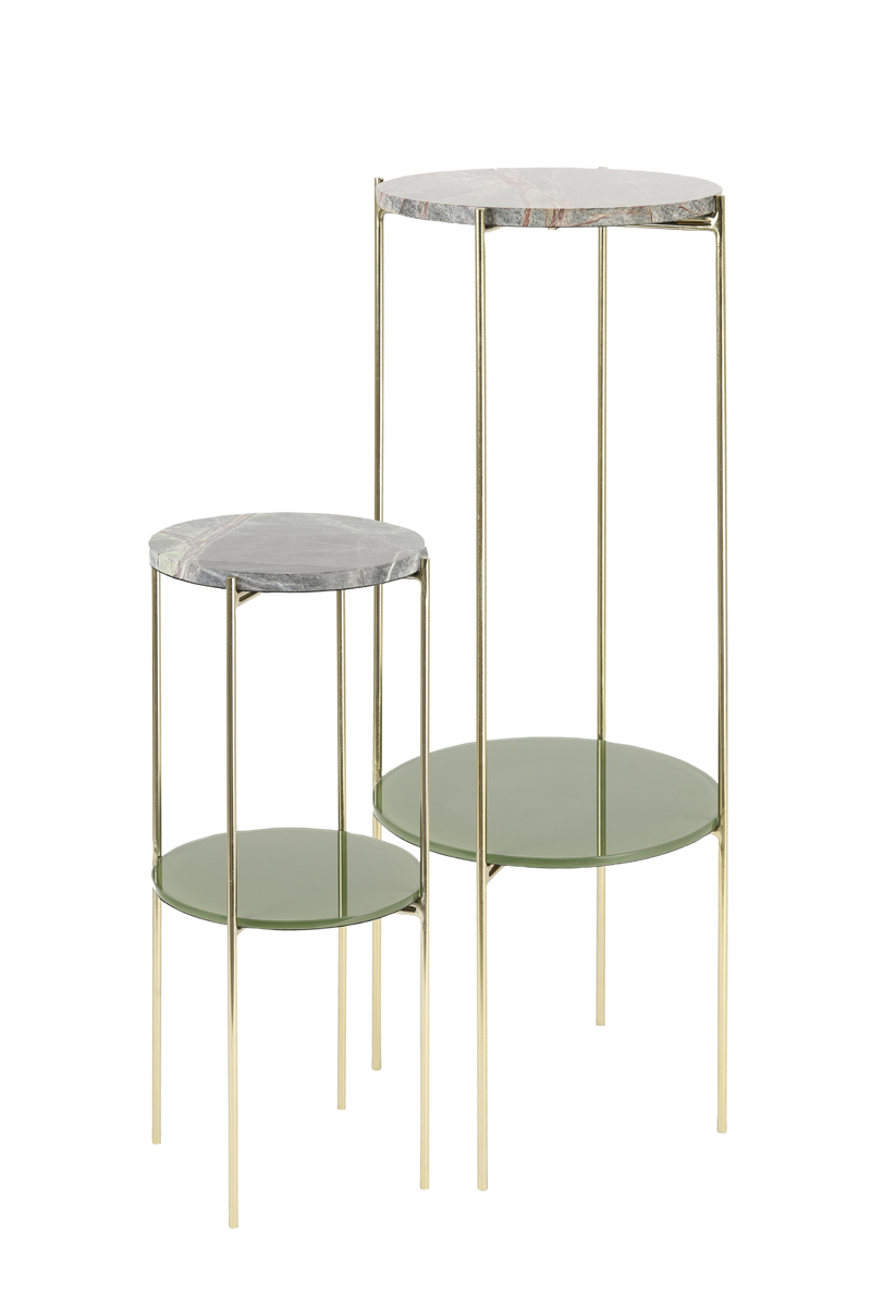 Pillar S/2 Ø30x70+Ø37x100 cm BESUT marble green+glass