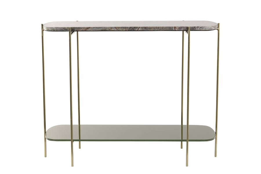 Console 103x37x80 cm BESUT marble green+glass-gold