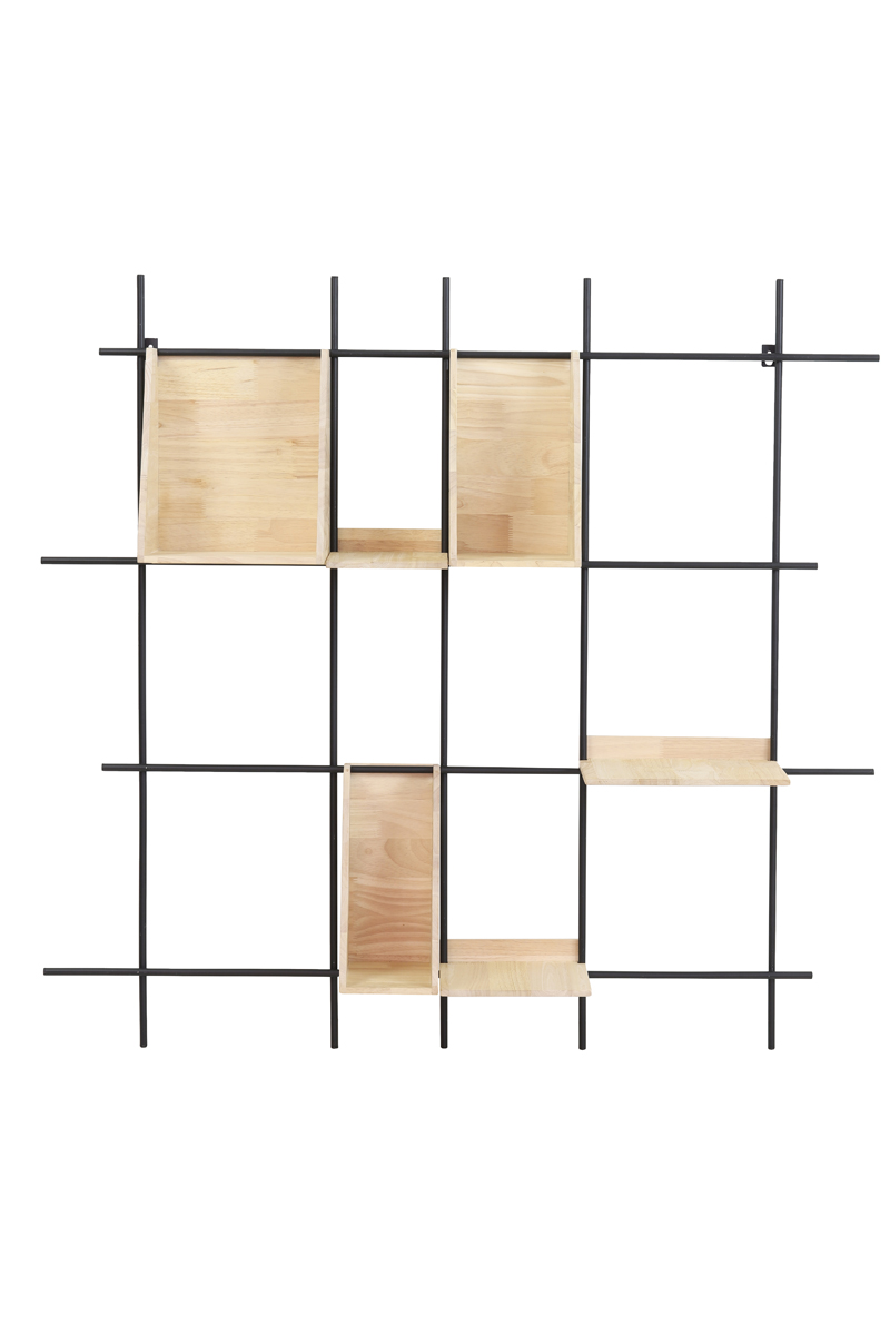 Wall rack 105x2x105 cm MAISEY black+wood natural