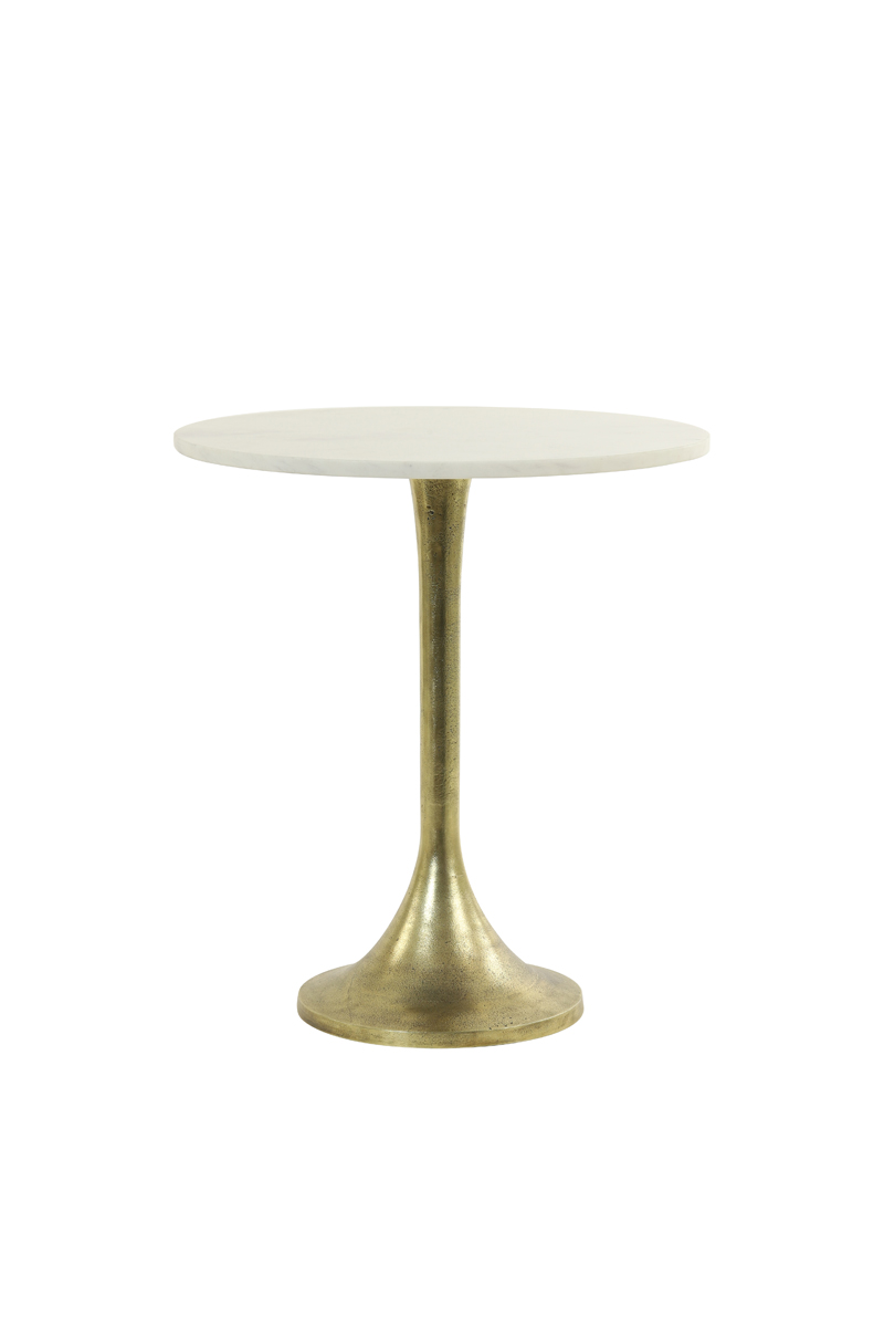 Side table Ø48x53 cm RICKERD white marble+antique bronze