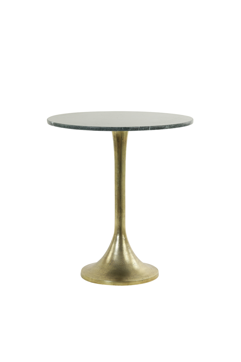 Side table Ø48x53 cm RICKERD green marble+antique bronze
