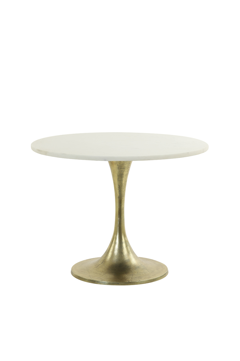 Side table Ø61x41 cm RICKERD white marble+antique bronze