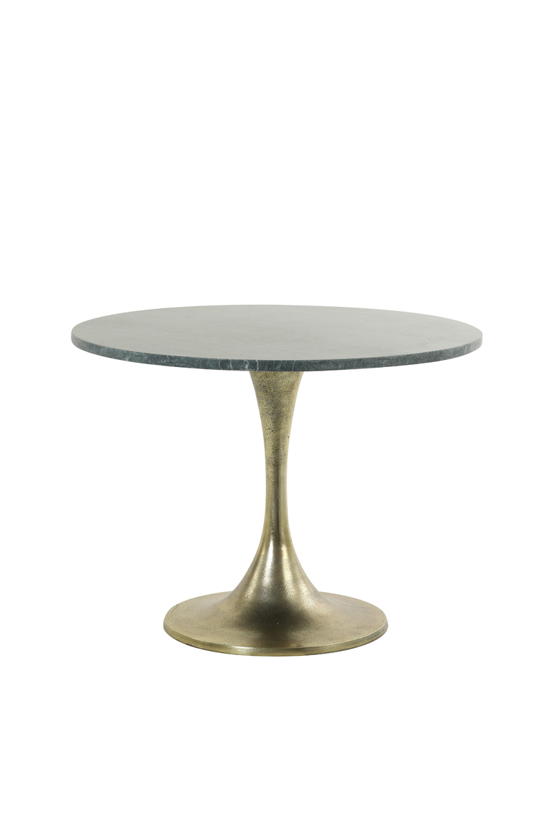 Side table Ø61x41 cm RICKERD green marble+antique bronze