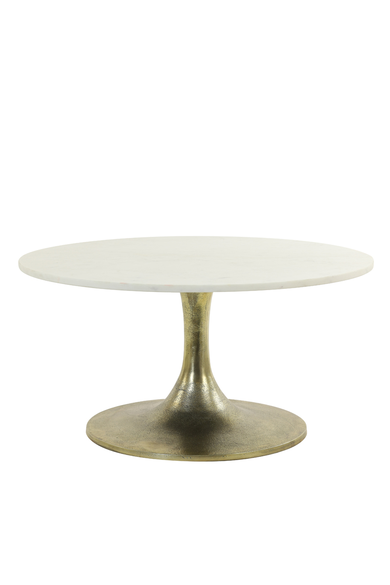 Coffee table Ø76x36 cm RICKERD white marble+antique bronze