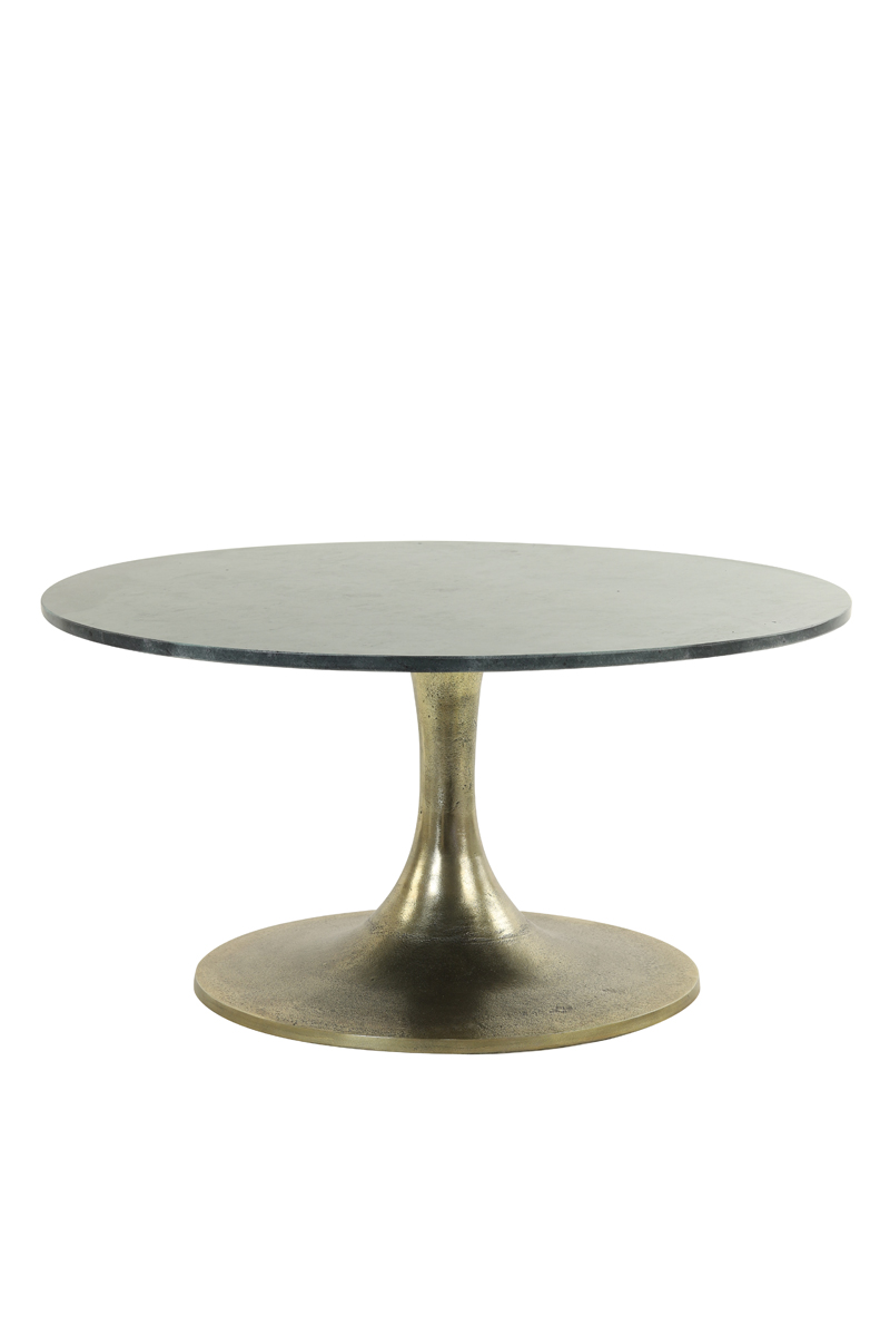 Coffee table Ø76x36 cm RICKERD green marble+antique bronze