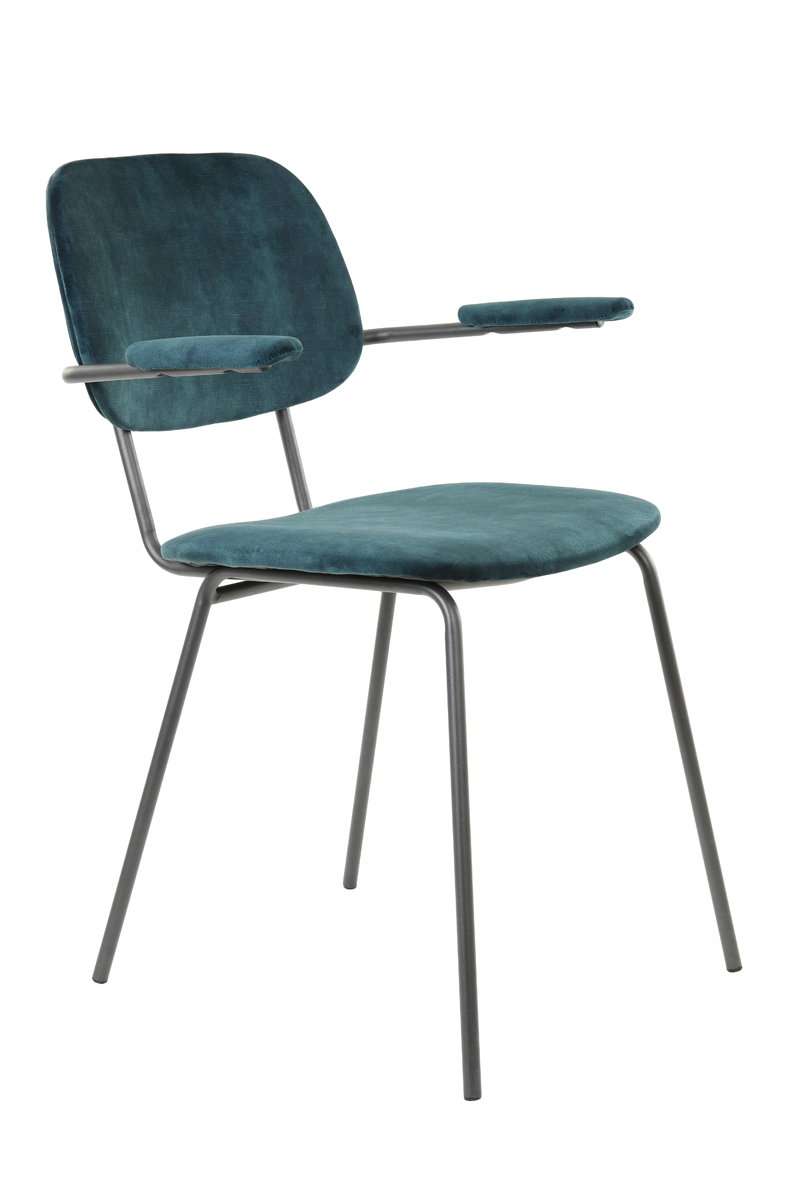 Dining chair 58x58x82 cm EMMA velvet petrol-dark grey