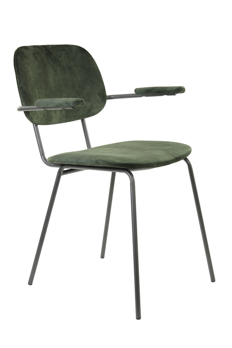Dining chair 58x58x82 cm EMMA velvet dark green-dark grey