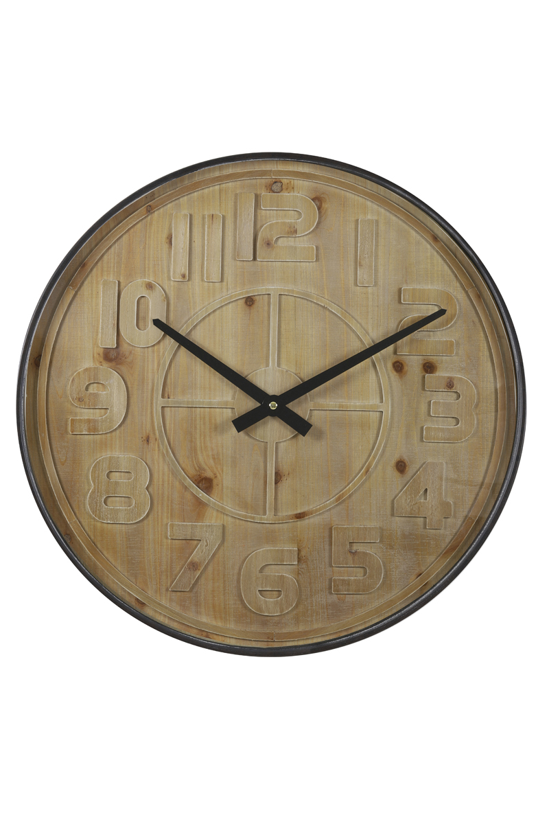 Clock Ø80x6 cm LOGAN wood brown+black