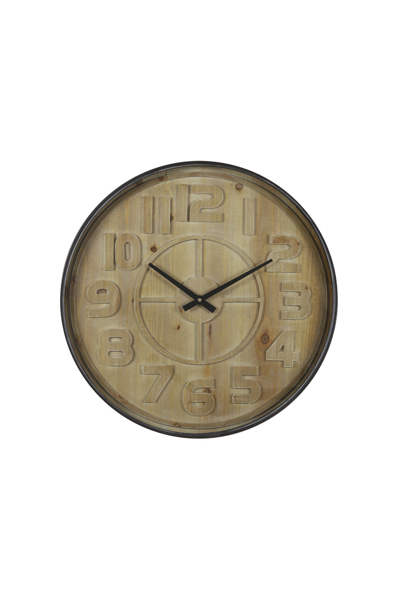 Clock Ø60x6 cm LOGAN wood brown+black